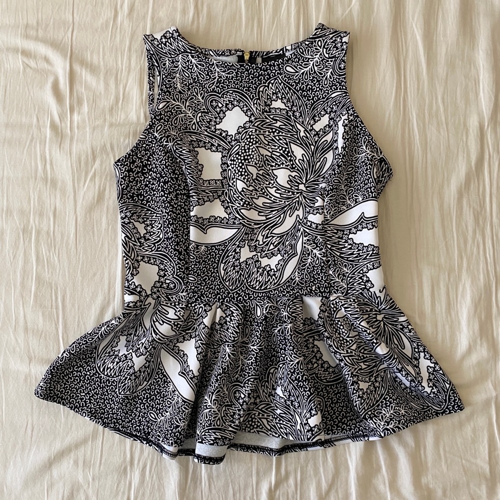 Black and White Worthington Peplum Top